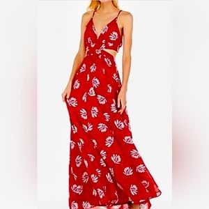 Express Palm Print Cut-Out Maxi Dress